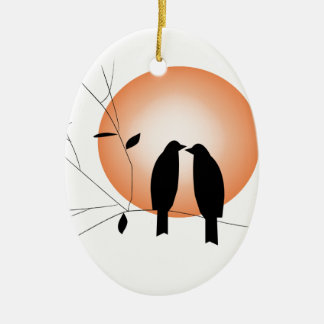 Beautiful couple love birds ceramic tree decoration