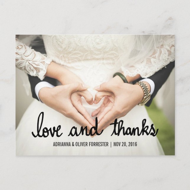 Beautiful Couples Photo Wedding Love And Thanks Postcard (Front)
