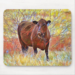 Beautiful Cow in Pasture Art Mouse Pad