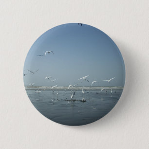 Beautiful Cranes Flying Over Water Nature's Ballet 6 Cm Round Badge