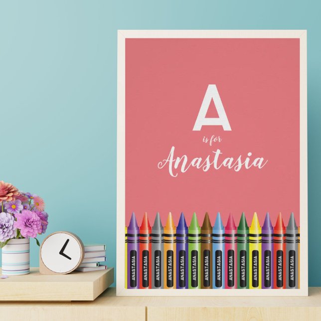 Beautiful Crayon Art Pink Room Decor Monogram (Beautiful Crayon Art Pink Room Decor Monogram Poster)
