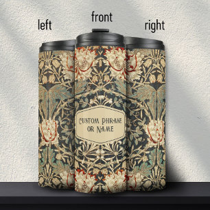 Beautiful Cream Art Nouveau Floral Damask Name Thermal Tumbler