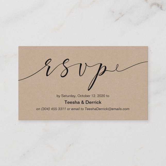 Beautiful creative elegant black ink, Wedding RSVP Enclosure Card (Front)