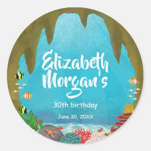 Beautiful Creatures Under the Sea Cave Birthday Classic Round Sticker