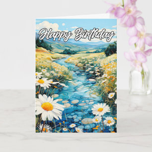 Beautiful Creek In Early Spring   Happy Birthday Card