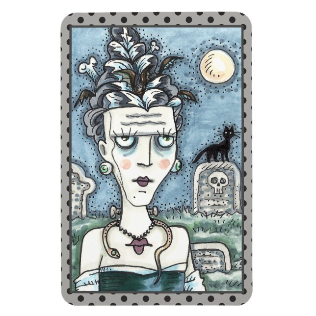 BEAUTIFUL CREEPY FRANKENELLA MONSTER, GRAVES, CAT MAGNET (Vertical)