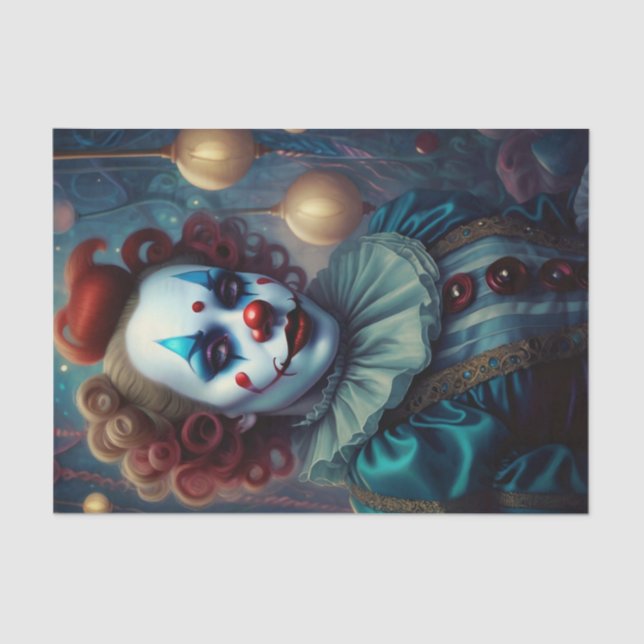 Beautiful Creepy Woman Clown Decoupage Paper  (Front)