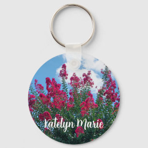 Beautiful Crepe Myrtle Flowers Nature Photo Custom Key Ring