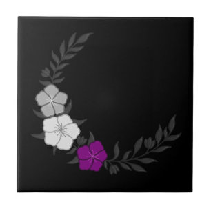 Beautiful Crescent of Subtle Asexual Flowers Ceramic Tile