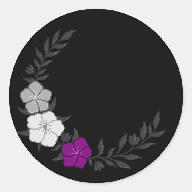 Beautiful Crescent of Subtle Asexual Flowers Classic Round Sticker (Front)