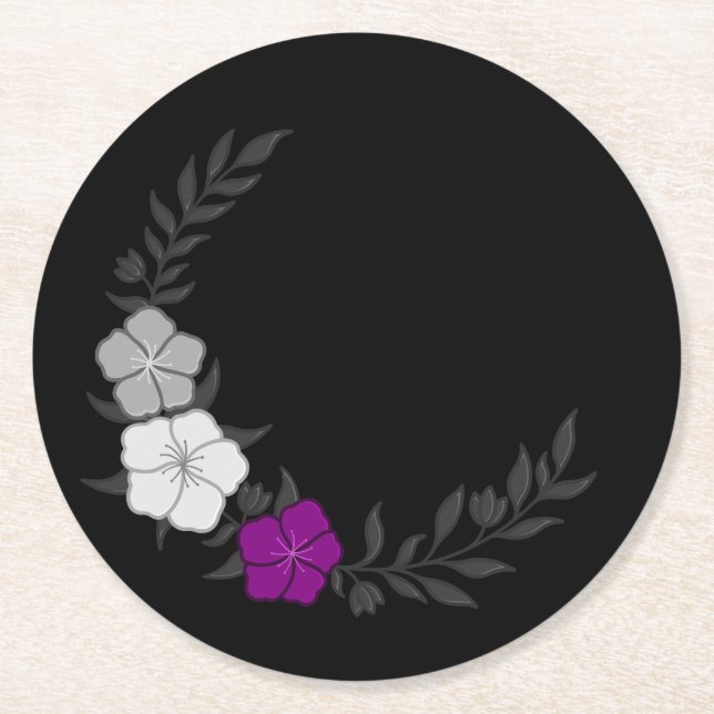 Beautiful Crescent of Subtle Asexual Flowers Round Paper Coaster (Front)