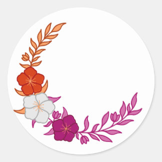 Beautiful Crescent of Subtle Lesbian Flowers Classic Round Sticker