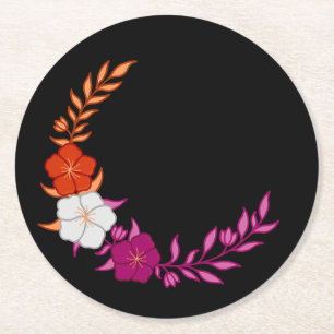 Beautiful Crescent of Subtle Lesbian Flowers Round Paper Coaster