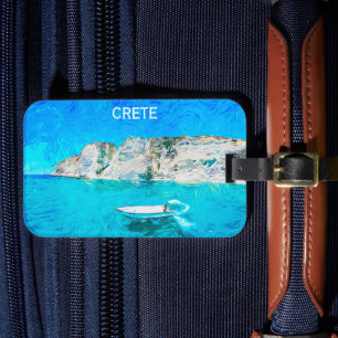 Beautiful Crete Greece Ocean Painting Luggage Tag