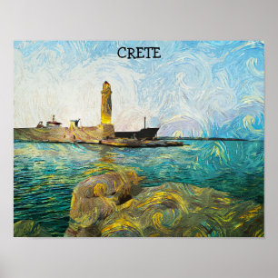 Beautiful Crete Greece Oil Paint Poster