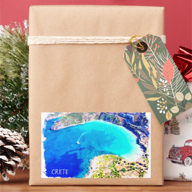 Beautiful Crete Greece Panorama View Rectangular Sticker (Holiday)