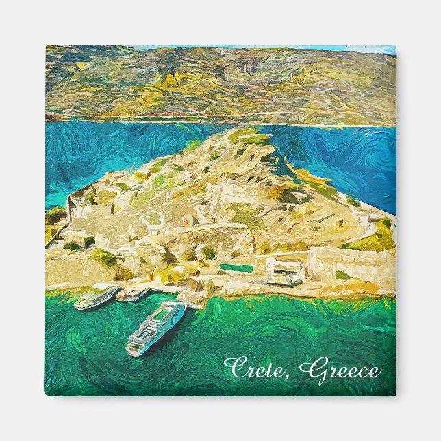 Beautiful Crete Greece Scenery Oil Paint Magnet (Front)