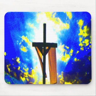 Beautiful Cross Blue and Yellow Sky Mouse Pad