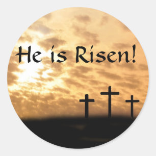 Beautiful Crosses and Sunset He is Risen Stickers