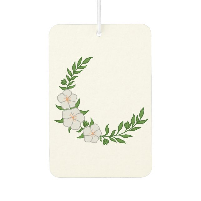 Beautiful Crown Crescent of White Flowers Car Air Freshener (Front)