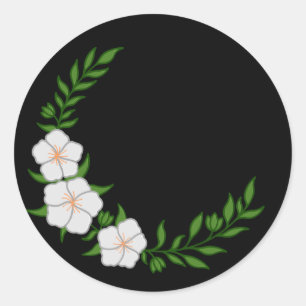 Beautiful Crown Crescent of White Flowers Classic Round Sticker