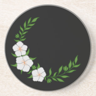 Beautiful Crown Crescent of White Flowers Coaster