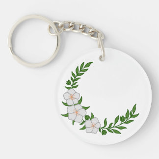 Beautiful Crown Crescent of White Flowers Key Ring