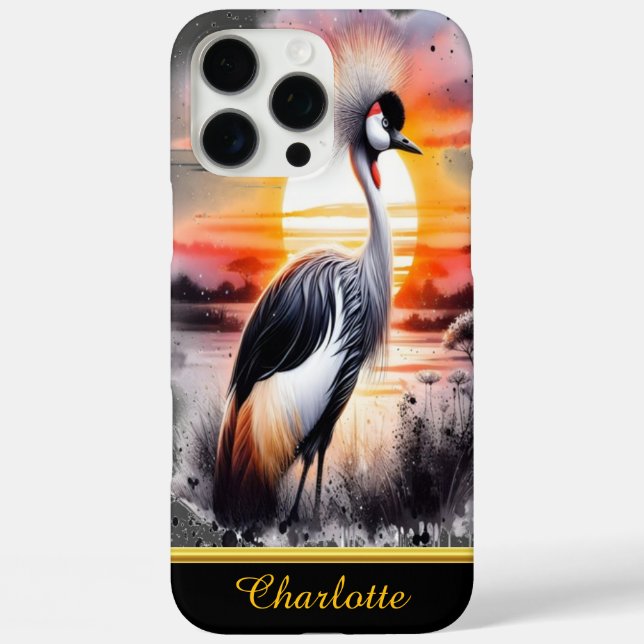 Beautiful Crowned Crane at Sunset in the Savannah Case-Mate iPhone Case (Back)