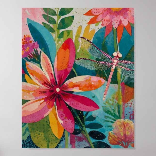 Beautiful crylic vibrant floral art poster (Front)