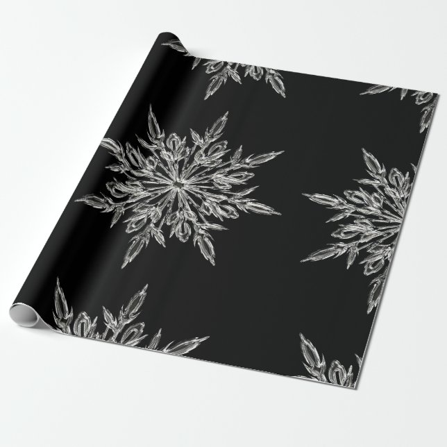 BEAUTIFUL CRYSTAL SNOWFLAKE WRAPPING PAPER (Unrolled)