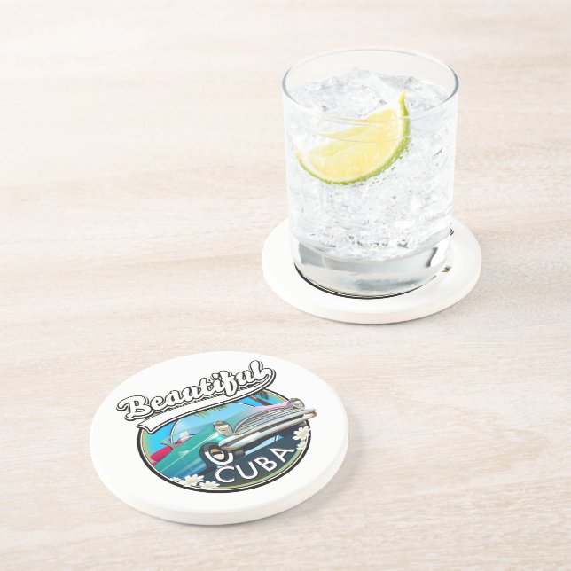 Beautiful Cuba retro logo. Coaster (Side)