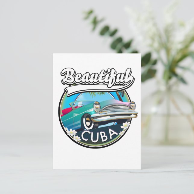 Beautiful Cuba retro logo. Postcard (Standing Front)