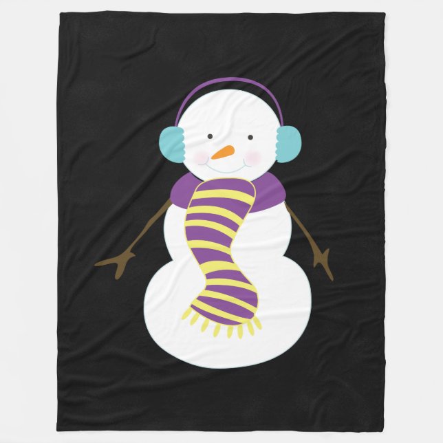 Beautiful Custom Christmas Snowman Fleece Blanket (Front)
