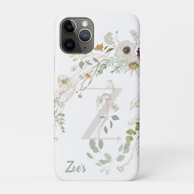 Beautiful Custom Initial Z With Soft colour flower Case-Mate iPhone Case (Back)