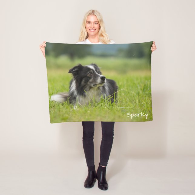 Beautiful Custom Name Border Collie Fleece Blanket (In Situ)