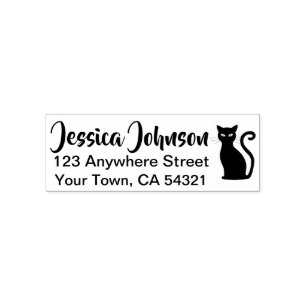 Beautiful Custom Name Return Address Cat Self-inking Stamp
