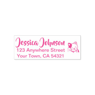 Beautiful Custom Name Return Address Cat Self-inking Stamp