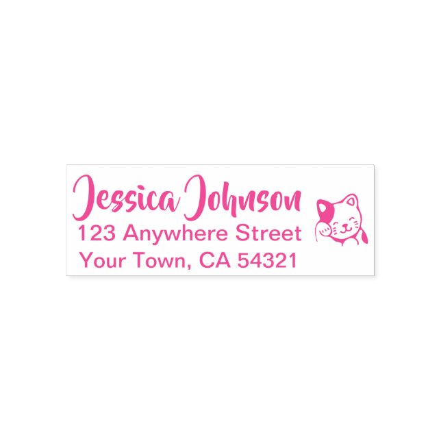 Beautiful Custom Name Return Address Cat Self-inking Stamp (Design)