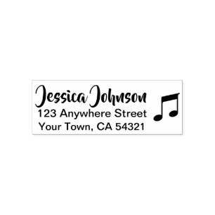 Beautiful Custom Name Return Address Music Note Self-inking Stamp