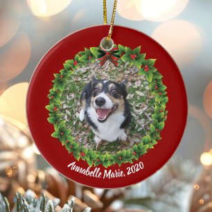 Beautiful Custom Pet Photo Christmas Ceramic Ornament