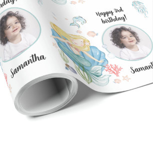Beautiful Custom Photo Text Mermaid Under the Sea Wrapping Paper