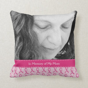 Beautiful Custom Pink Ribbon Memorial Cushion