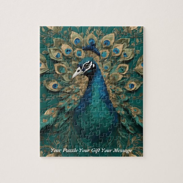 Beautiful Cute Boho peacock bird Jigsaw Puzzle (Vertical)