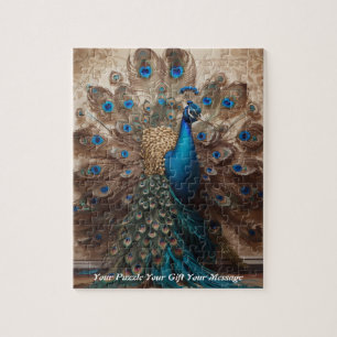 Beautiful Cute Boho peacock bird Jigsaw Puzzle