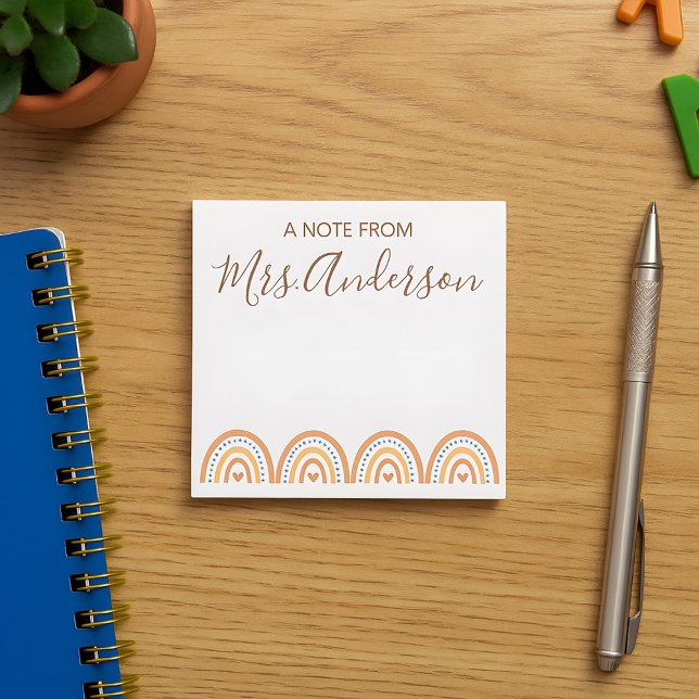 Beautiful Cute Boho Rainbow Teacher Appreciation  Notepad (Creator Uploaded)