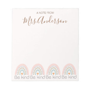Beautiful Cute Boho Rainbow Teacher Appreciation  Notepad