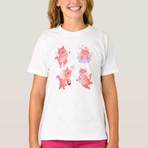 Beautiful Cute Cupid Cat Romantic Valentine Kitt T-Shirt