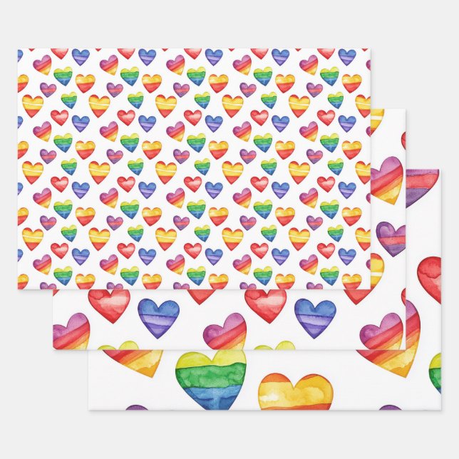 beautiful cute design with hearts multicolor  wrapping paper sheet (Set)