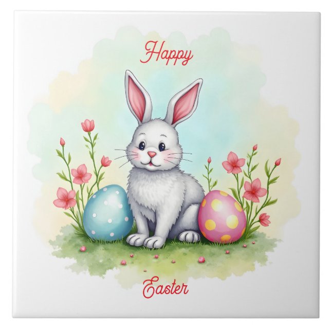 Beautiful Cute Easter Bunny Collection Ceramic Tile (Front)