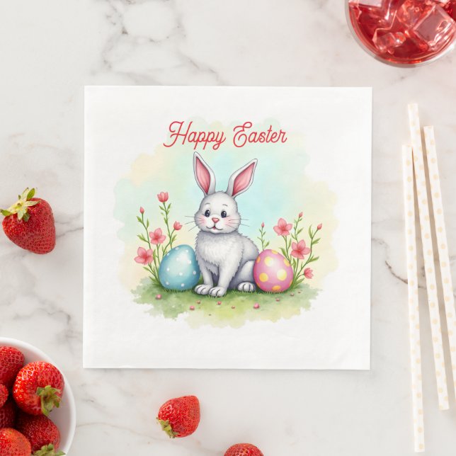 Beautiful Cute Easter Bunny Collection Napkin (Insitu)